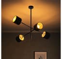 WOFI Deckenleuchte Orion Schwarz/Gold Metall Stoff 4 Flammig Bild 3