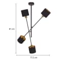 WOFI Deckenleuchte Orion Schwarz/Gold Metall Stoff 4 Flammig Bild 4