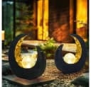 ETC-SHOP Solarleuchte Halbmond Schwarz/Gold LED Gartendeko Bild 3