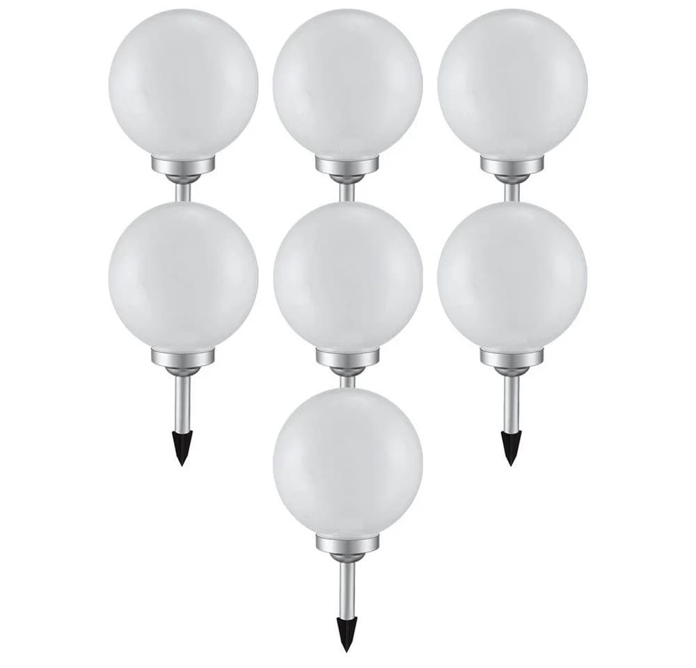 ETC-SHOP 7x LED Solarkugel Gartenleuchte Weiß/Silber