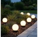 ETC-SHOP 7er Set LED Solarleuchte Kugel Garten warmweiß Kunststoff Bild 2