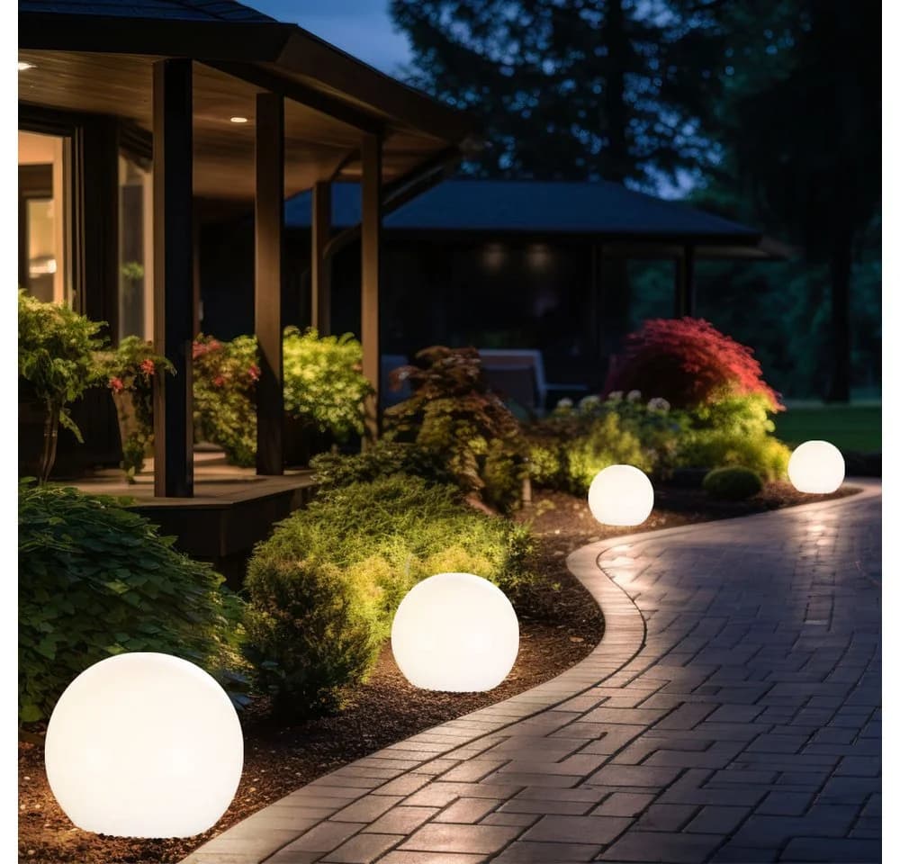 ETC-SHOP 7er Set LED Solarleuchte Kugel Garten warmweiß Kunststoff - Bild 4