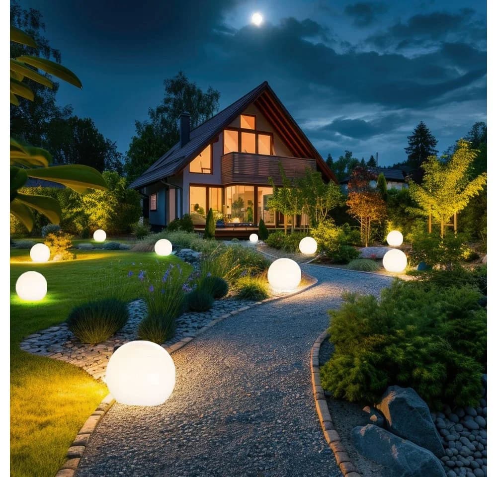 ETC-SHOP 7er Set LED Solarleuchte Kugel Garten warmweiß Kunststoff - Bild 5