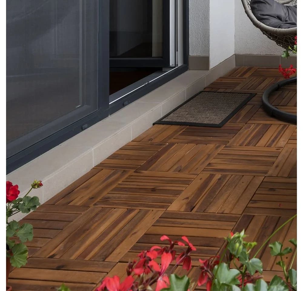 etc-shop Holzfliesen Terrassenplatten Klickfliesen Akazie Natur