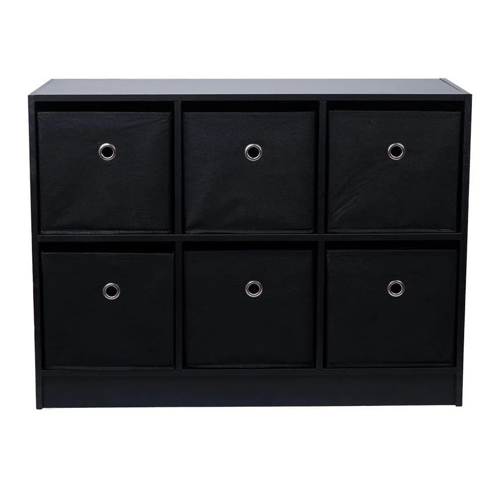 ETC-SHOP Standregal Schwarz mit 6 Faltboxen