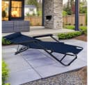 ETC-Shop Klappstuhl mit Kopfkissen Schwarz/Blau Gartenstuhl Bild 3