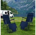 ETC-Shop Klappstuhl mit Kopfkissen Schwarz/Blau Gartenstuhl Bild 4