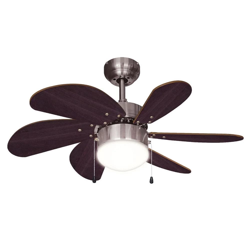 etc-shop Deckenventilator 3-Stufen Vor-Rücklauf LED Holz Silber
