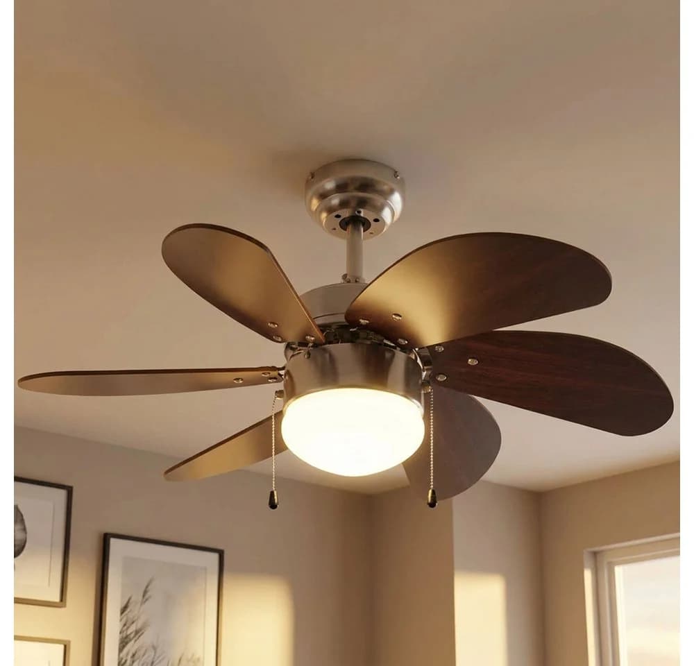 etc-shop Deckenventilator 3-Stufen Vor-Rücklauf LED Holz Silber - Bild 2