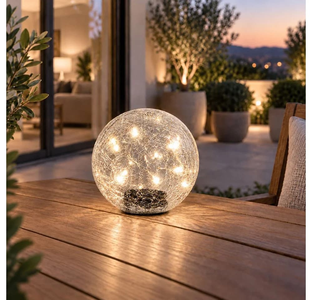 ETC-SHOP Solarleuchte Kugel Crackle Glas Warmweiß LED Gartenleuchte - Bild 4