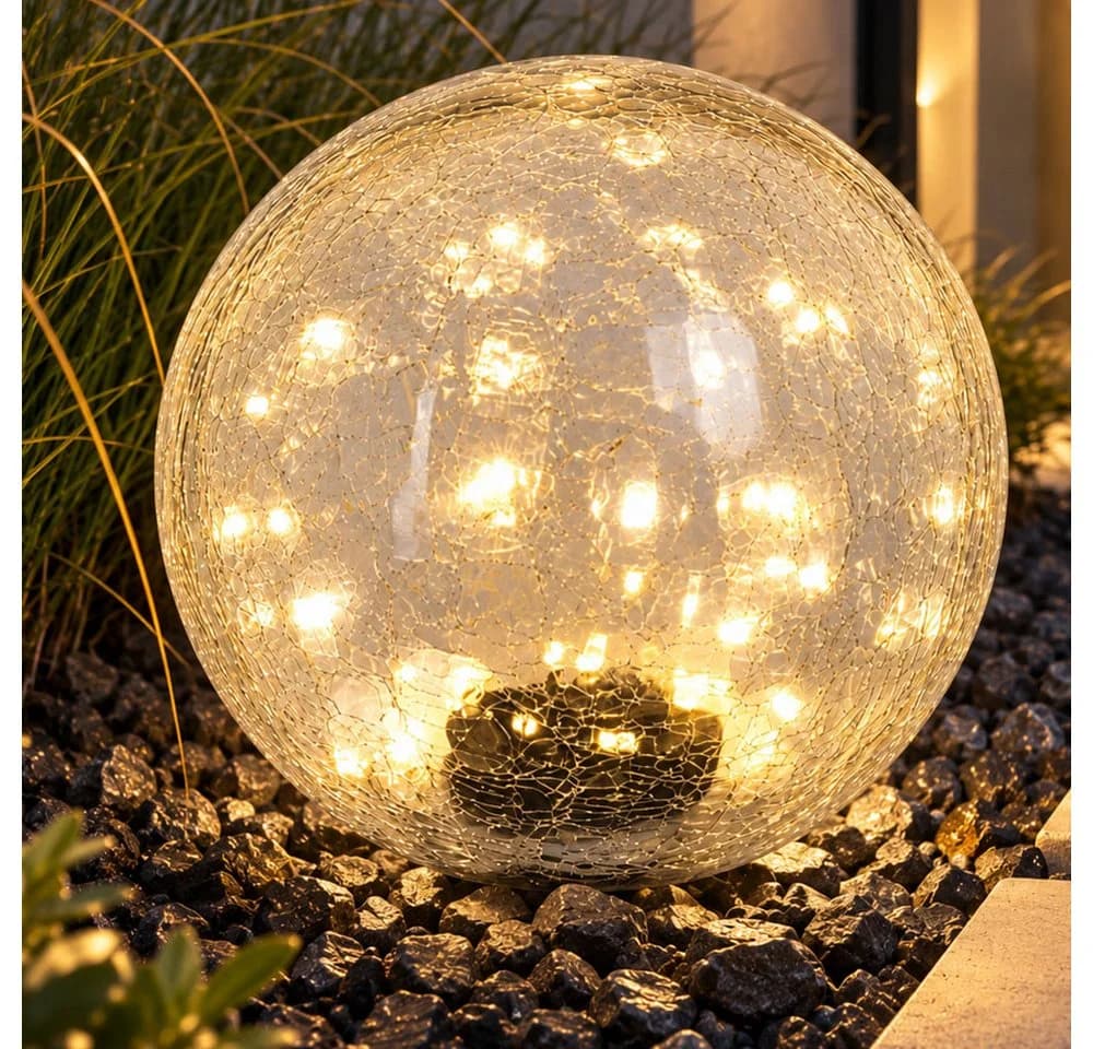ETC-SHOP LED Kugelleuchte Solar Crackle Glas Warmweiß - Bild 2