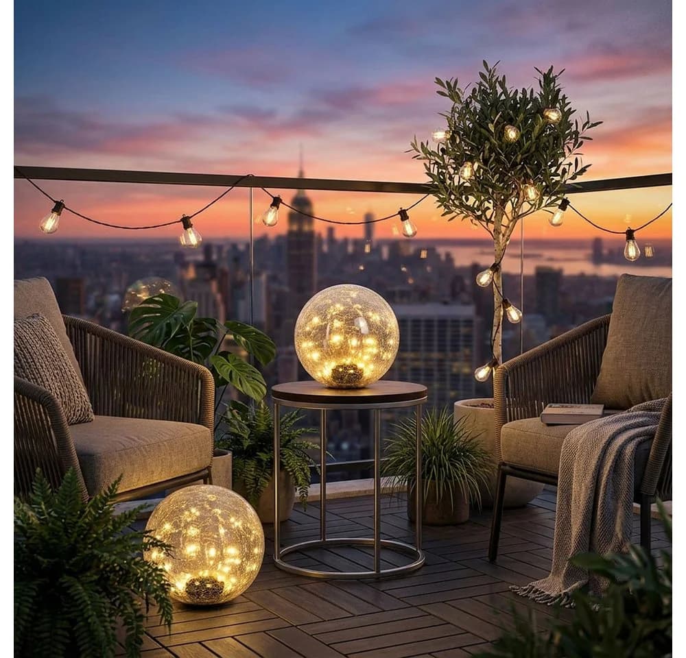 ETC-SHOP LED Solarleuchte 2er Set Crackle-Glas Warmweiß - Bild 5