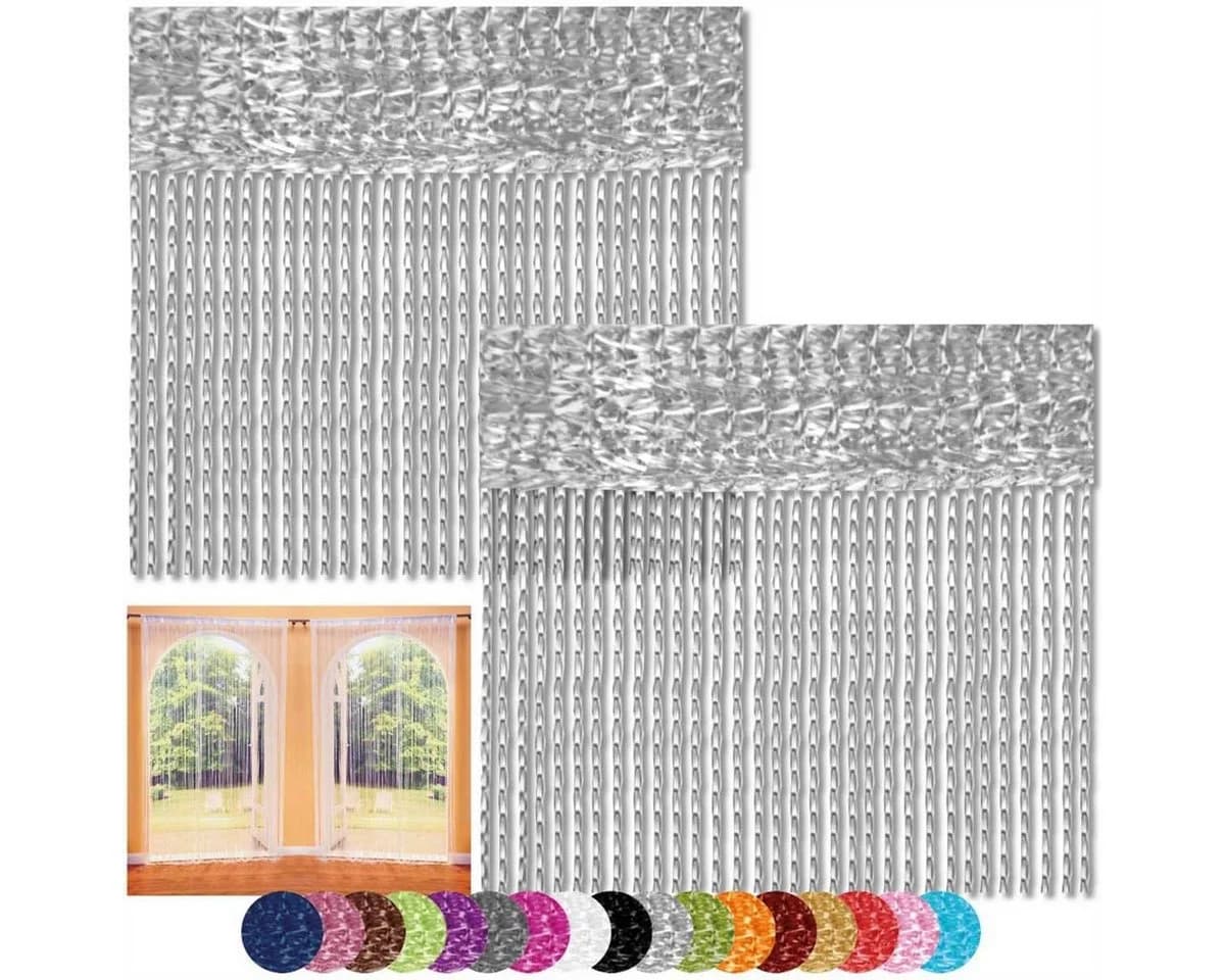 Bestlivings Fadenvorhang 2er Pack Silber Stangendurchzug - Bild 3