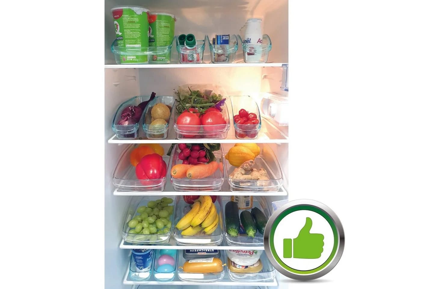 Bestlivings Aufbewahrungskorb mit Griff für den Kühlschrank (2 St) Transparent - Bild 4