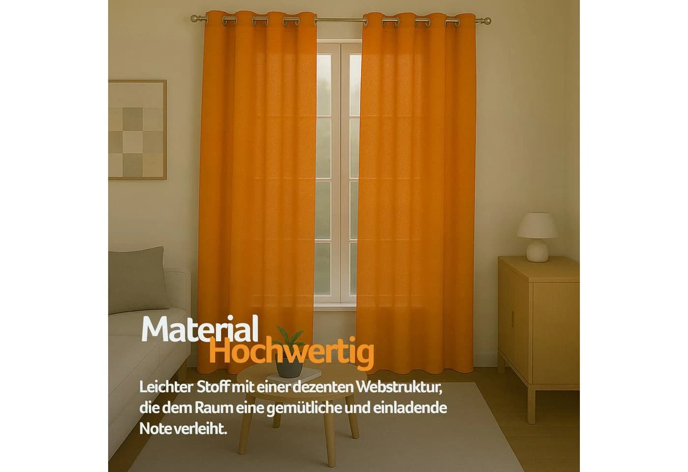Bestlivings Gardine "Ellen" mit Ösen (2 St) blickdicht Polyester orange