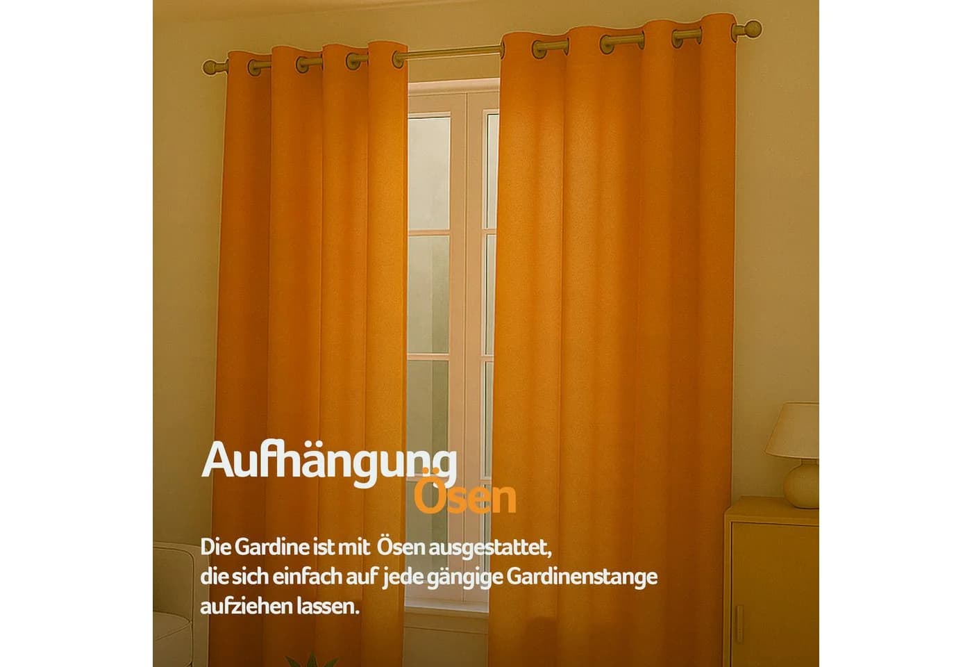 Bestlivings Gardine "Ellen" mit Ösen (2 St) blickdicht Polyester orange - Bild 3