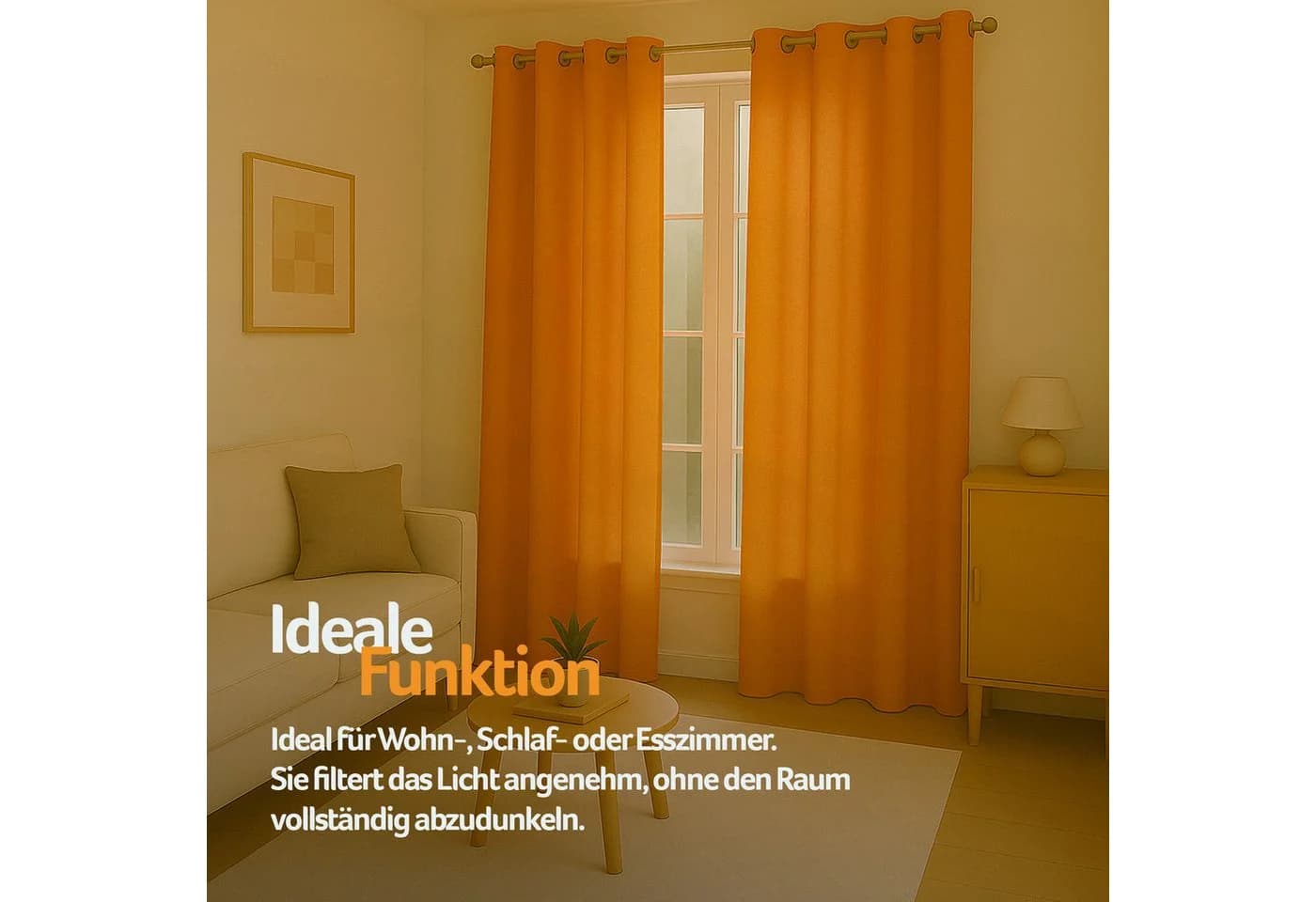 Bestlivings Gardine "Ellen" mit Ösen (2 St) blickdicht Polyester orange - Bild 4