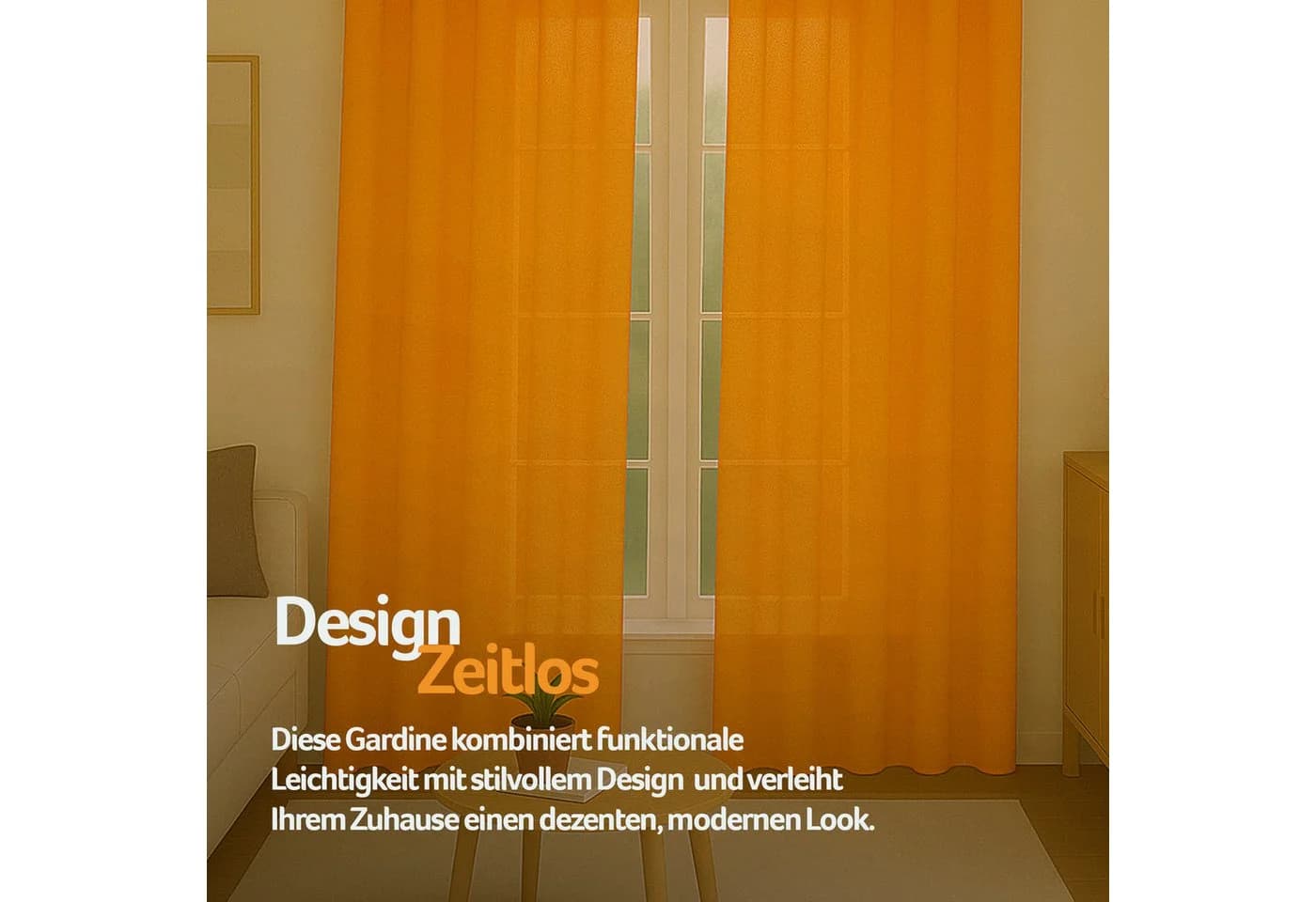 Bestlivings Gardine "Ellen" mit Ösen (2 St) blickdicht Polyester orange - Bild 5