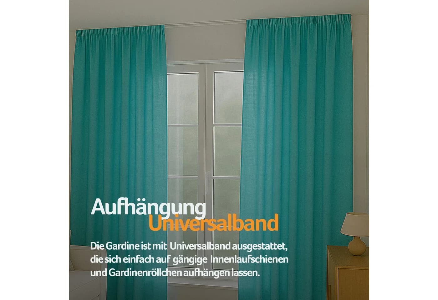 Bestlivings Gardine Ellen 2er Pack blickdicht Turquoise Satin-Optik - Bild 3