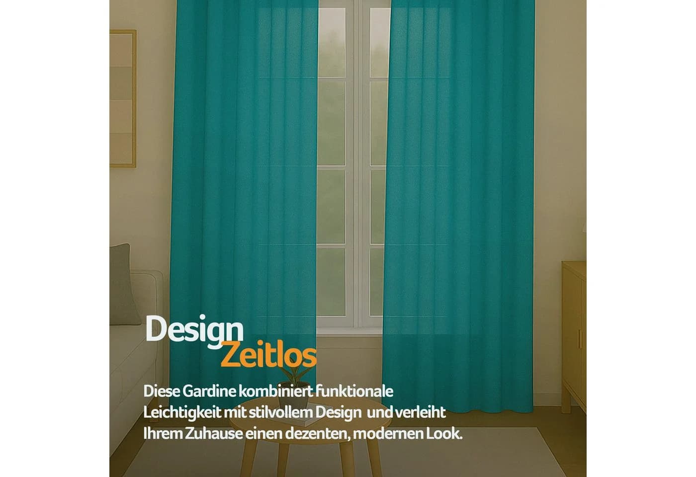 Bestlivings Gardine Ellen 2er Pack blickdicht Turquoise Satin-Optik - Bild 5