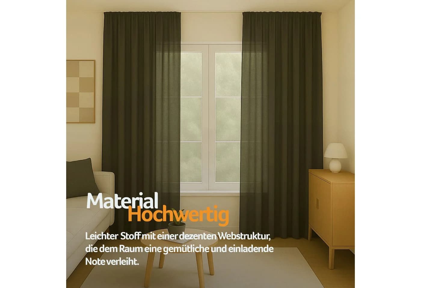 Bestlivings Gardine Ellen 2er Set Grau Blickdicht Universalband Satin-Optik