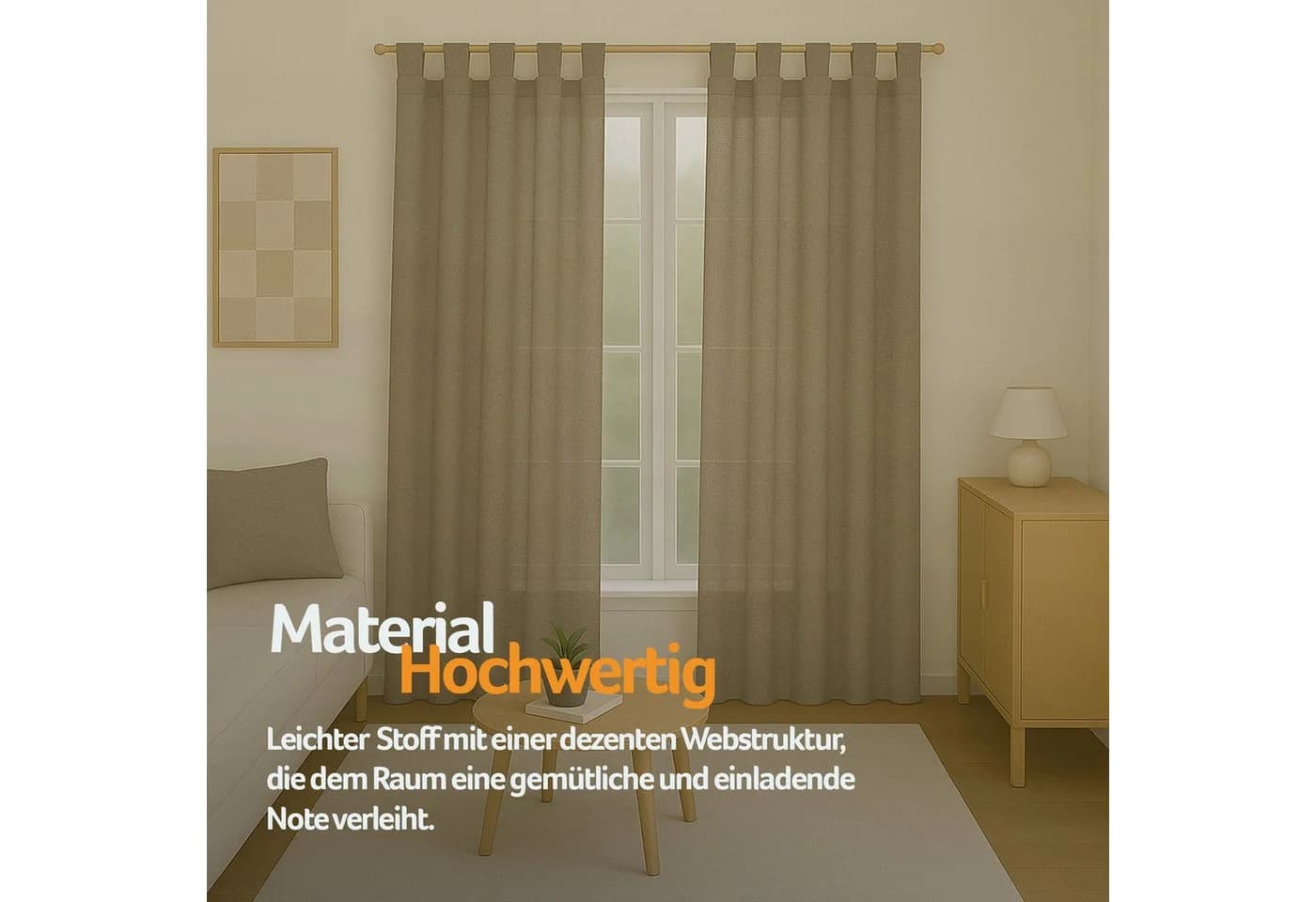 Bestlivings Gardine Ellen mit Schlaufen 2er-Set Blickdicht Polyester Einfarbig Modern