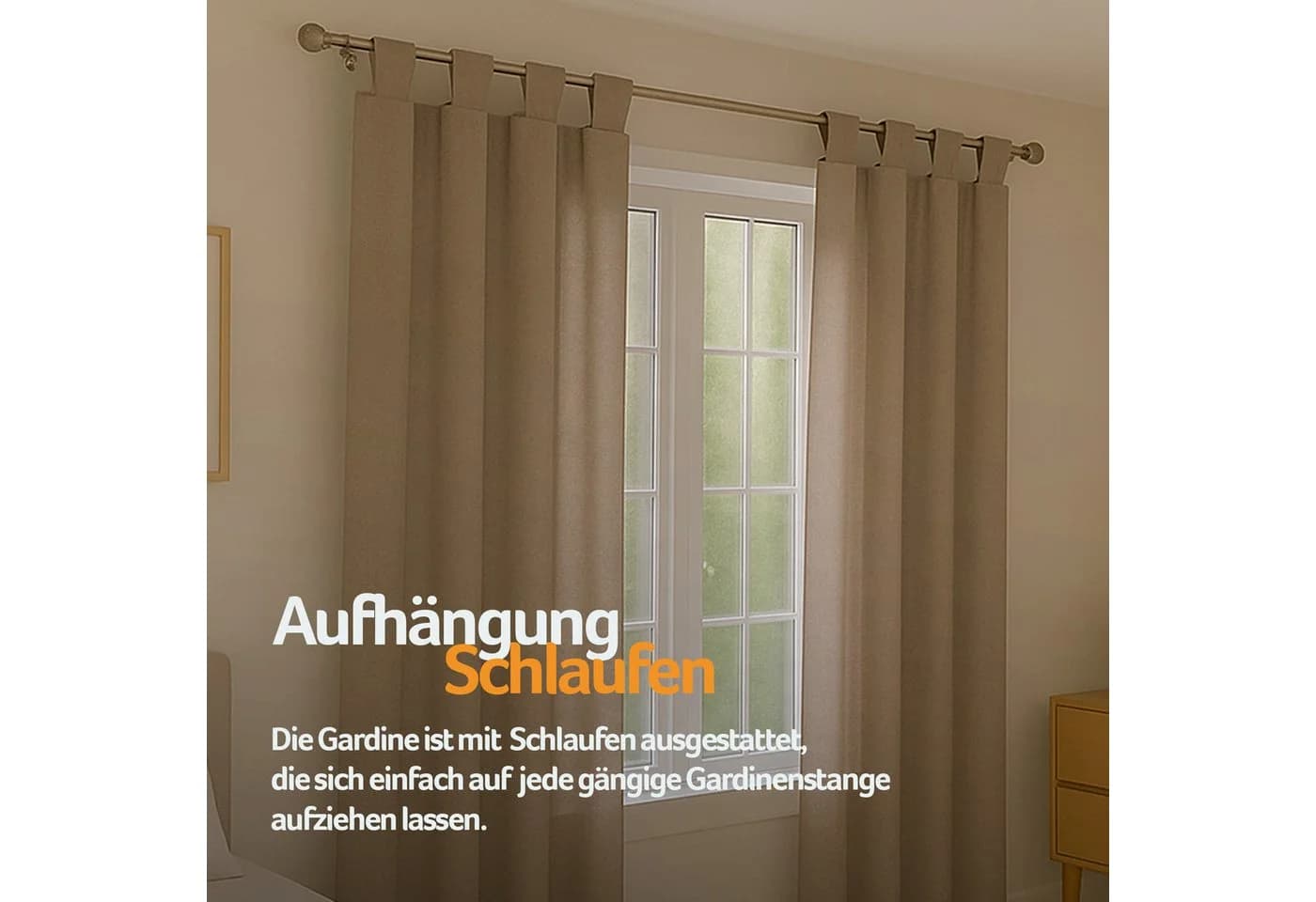 Bestlivings Gardine Ellen mit Schlaufen 2er-Set Blickdicht Polyester Einfarbig Modern - Bild 3