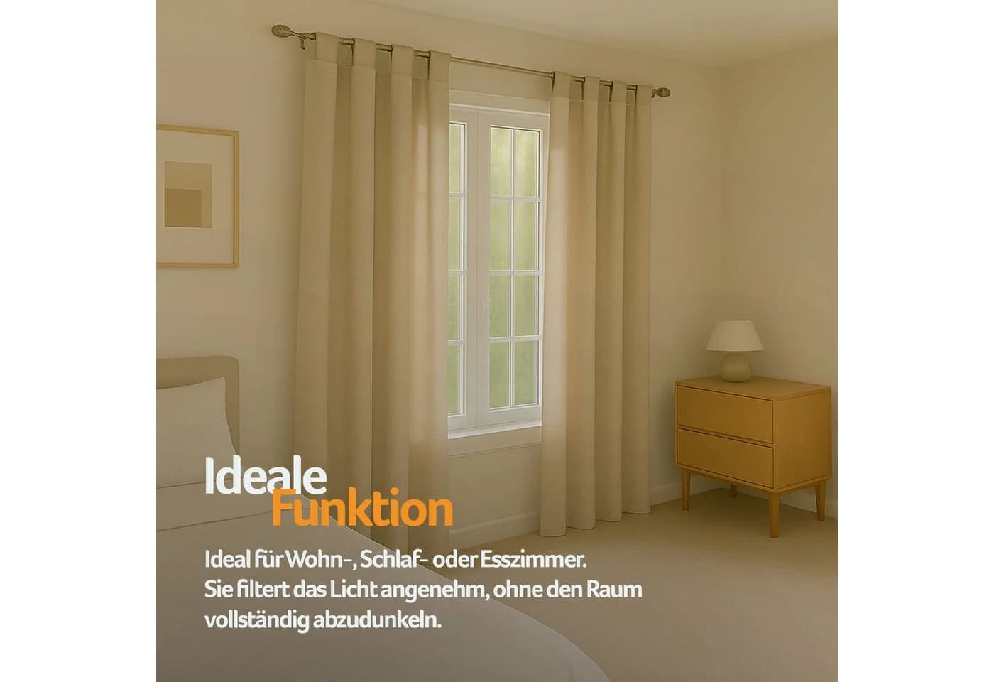 Bestlivings Gardine "Ellen" mit Schlaufen (2 St), blickdicht, Polyester, einfarbig, modern, waschbar bei 30°C - Bild 4