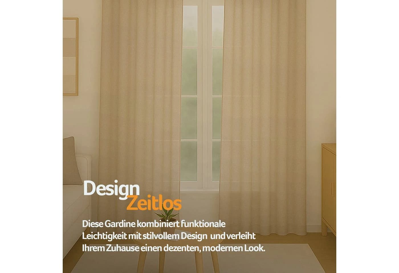 Bestlivings Gardine "Ellen" mit Schlaufen (2 St), blickdicht, Polyester, einfarbig, modern, waschbar bei 30°C - Bild 5