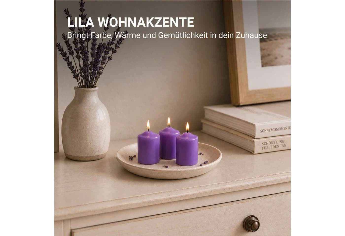 HS Candle Stumpenkerze 6-tlg. Unparfümiert Kompakt Ø4x6 cm - Bild 3