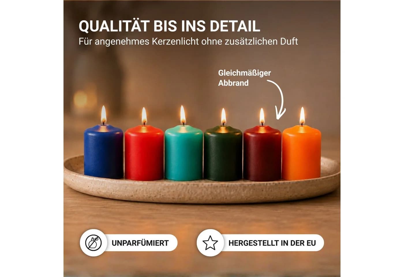 HS Candle Stumpenkerze 6-tlg. Unparfümiert Kompakt Ø4x6 cm - Bild 4