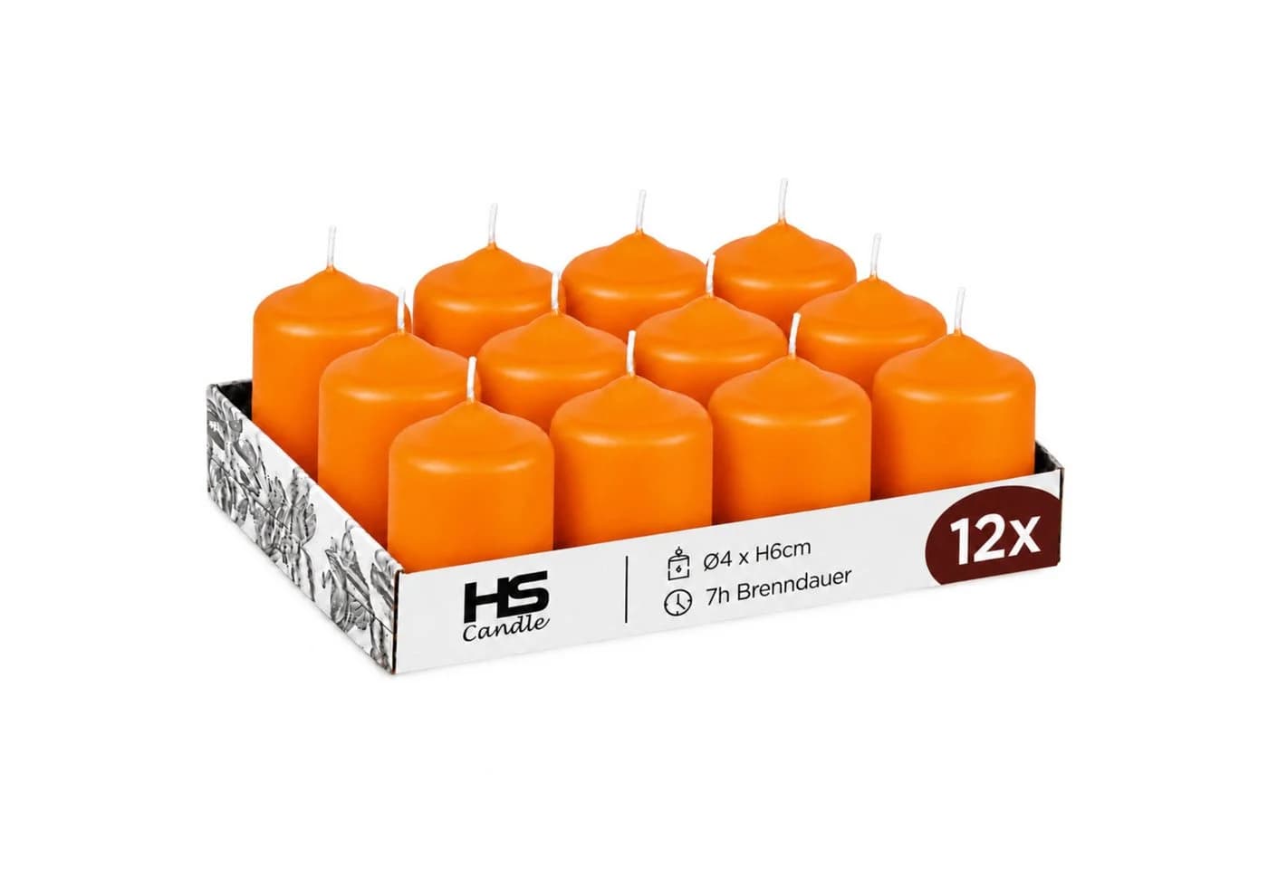 HS Candle Stumpenkerzen Set 12-tlg. Orange Unparfümiert - Bild 2