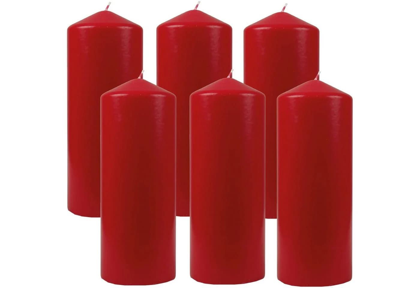 HS Candle Stumpenkerze Dekokerze 6-tlg. Rot Ø6cm x 17cm - Bild 2
