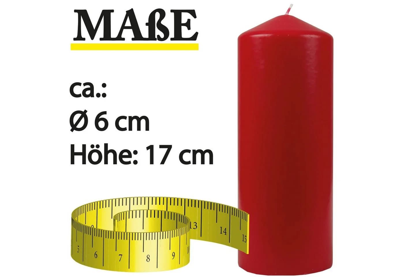 HS Candle Stumpenkerze Dekokerze 6-tlg. Rot Ø6cm x 17cm - Bild 4
