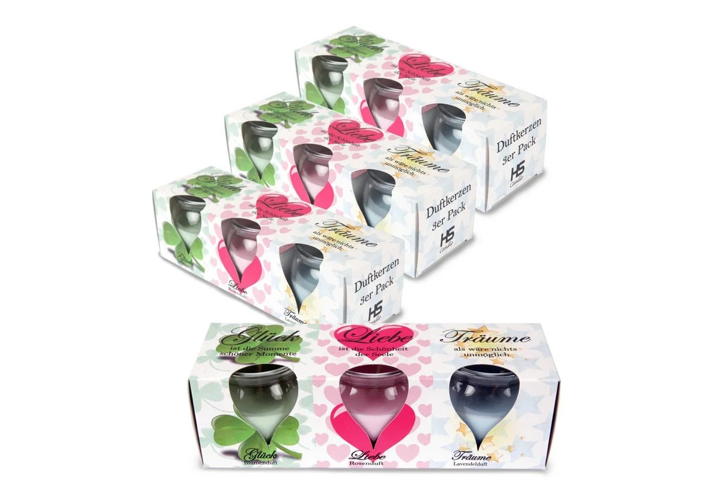 HS Candle Duftkerze Mix 12-tlg. Glas Romantic Selection - Bild 2