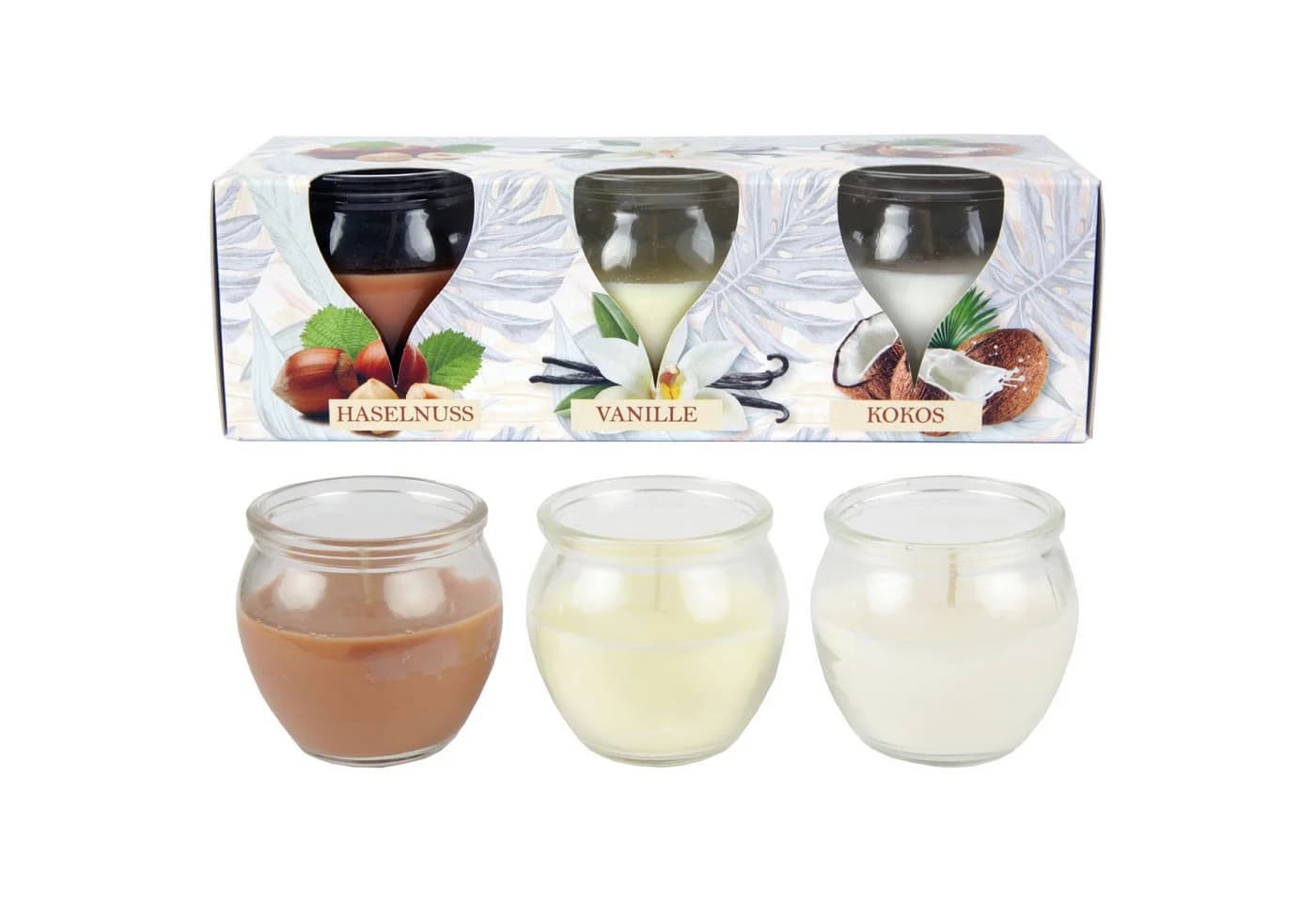 HS Candle Duftkerzen Mix-Set 3-tlg. Beige Glas - Bild 2