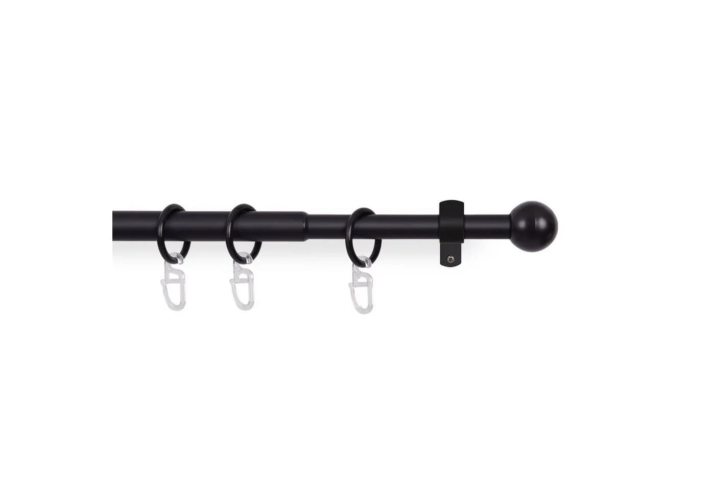 Bestlivings Gardinenstange Set mit dekorativen Endstücken, Ø 16 mm, 1-läufig, ausziehbar, Wandträger, verschraubt, Metall, Vorhangstange 120 bis 220 cm inkl. Endstücke, Ringe mit Faltlegehaken - Bild 2