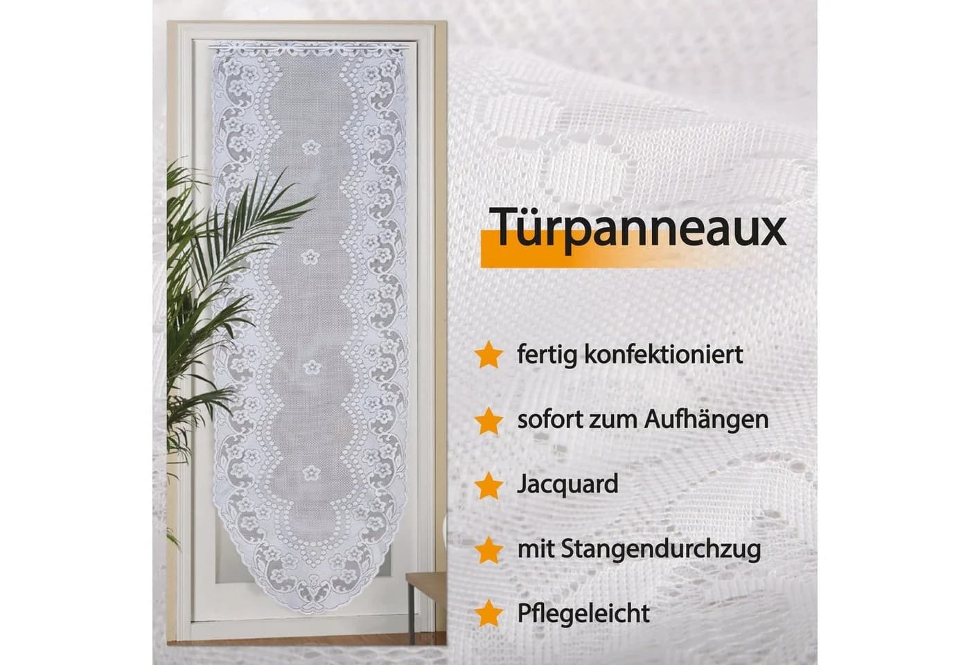 Arsvita Panneaux Blumen Mona Transparent mit Stickerei