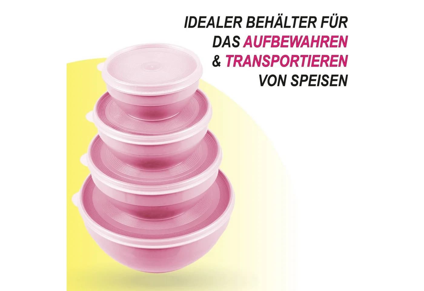 Pro Home Vorratsdose Set 8-tlg. Rosa Kunststoff Mikrowellenfest - Bild 3