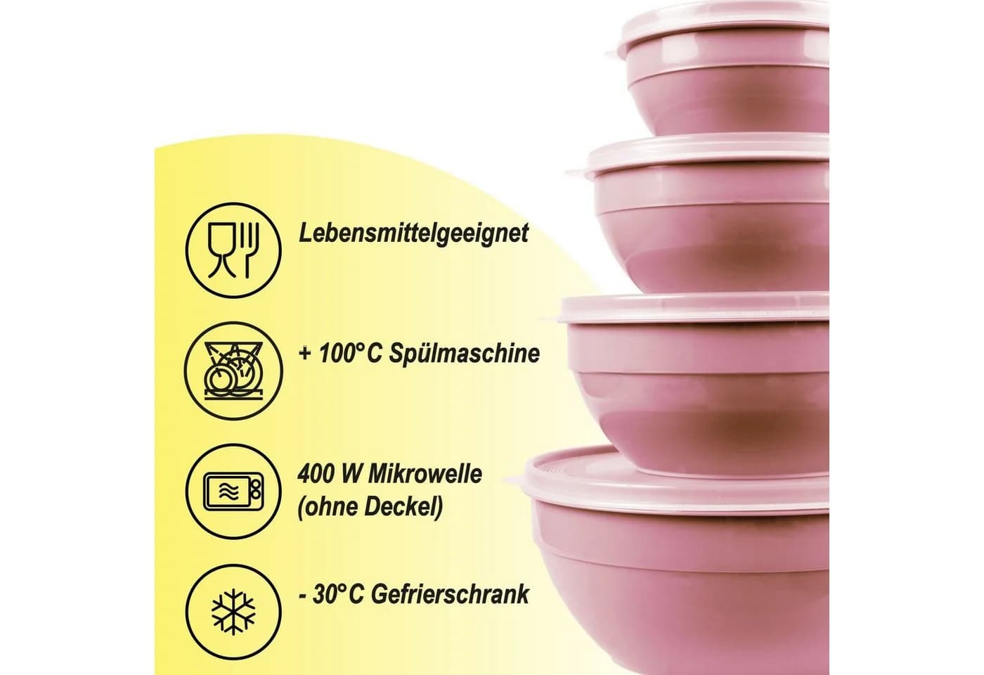 Pro Home Vorratsdose Set 8-tlg. Rosa Kunststoff Mikrowellenfest - Bild 5