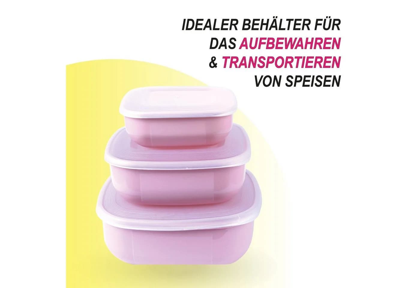 Pro Home Vorratsdose 3-tlg. Rosa Kunststoff Mikrowellengeeignet - Bild 3