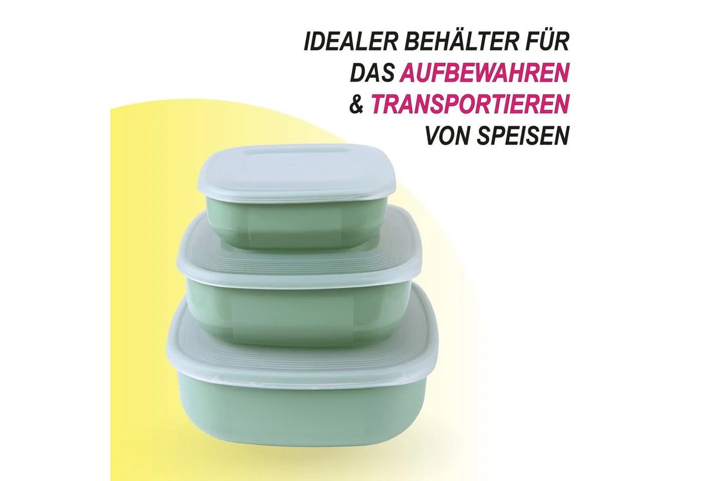 Pro Home Vorratsdose 3-tlg. Set Grün Stapelbar Mikrowellengeeignet - Bild 3