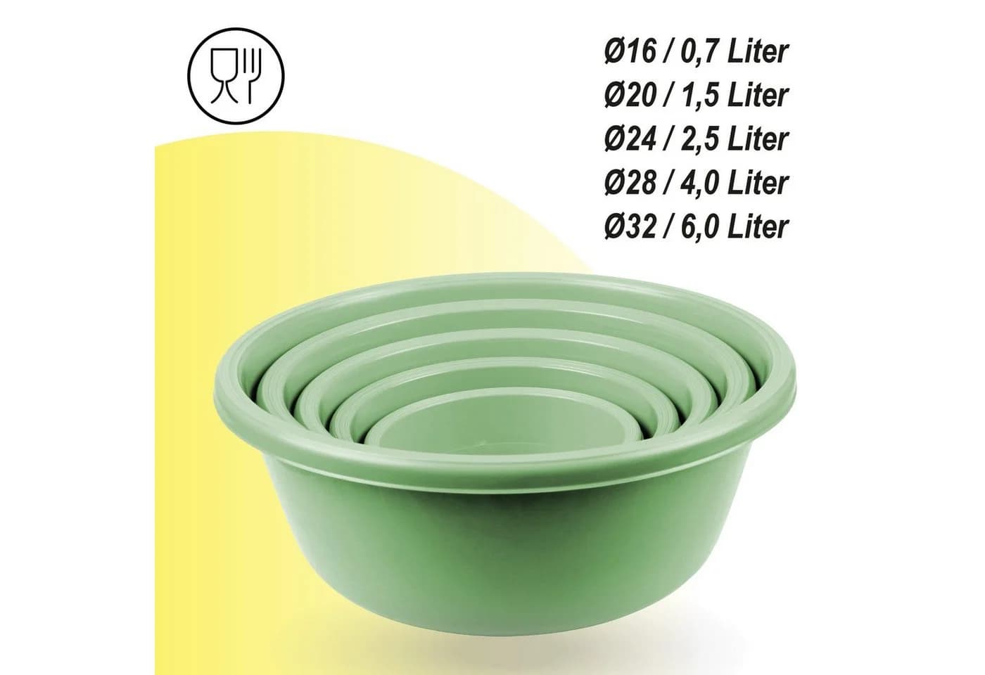 Pro Home Salatschüssel 5er Set Kunststoff Grün Stapelbar Mikrowellengeeignet