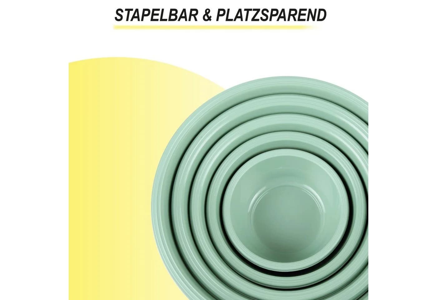 Pro Home Salatschüssel 5er Set Kunststoff Grün Stapelbar Mikrowellengeeignet - Bild 4