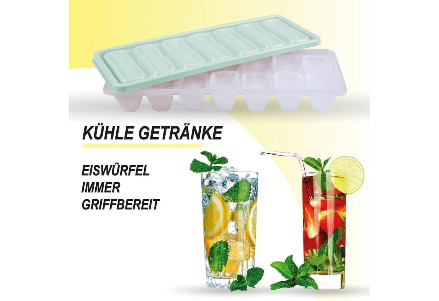 Pro Home Eiswürfelbehälter 4er Set Grün Kunststoff mit Deckel - Bild 3