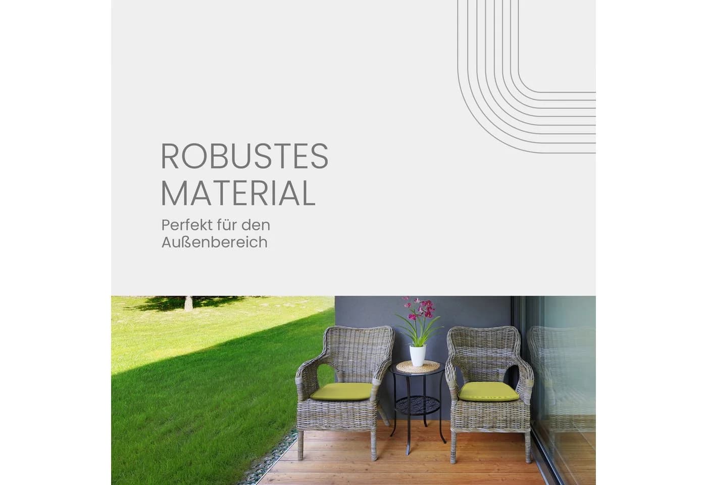Bestlivings Stuhlkissen mit Haltebändern Canvas Grün Indoor Outdoor - Bild 5