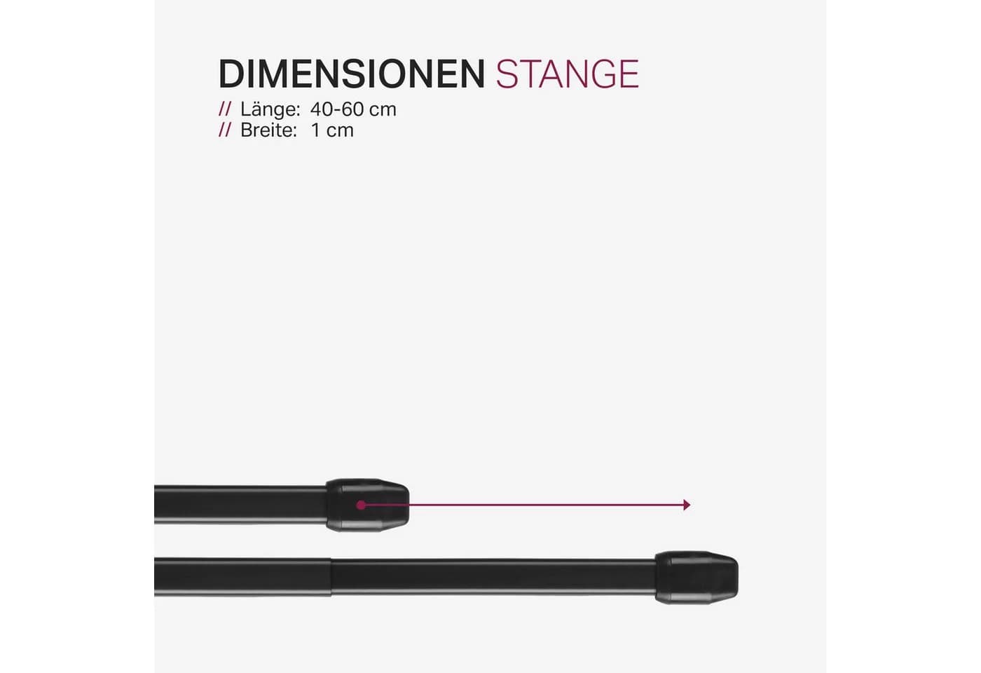 Bestlivings Vitragestange 2er-Pack Schwarz Edelstahl Ausziehbar