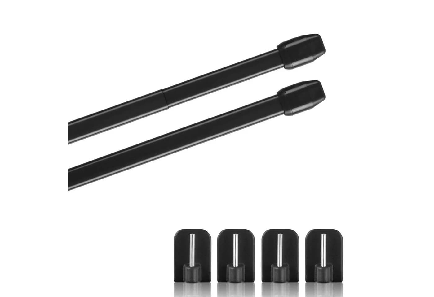 Bestlivings Vitragestange 2er-Pack Schwarz Edelstahl Ausziehbar - Bild 2