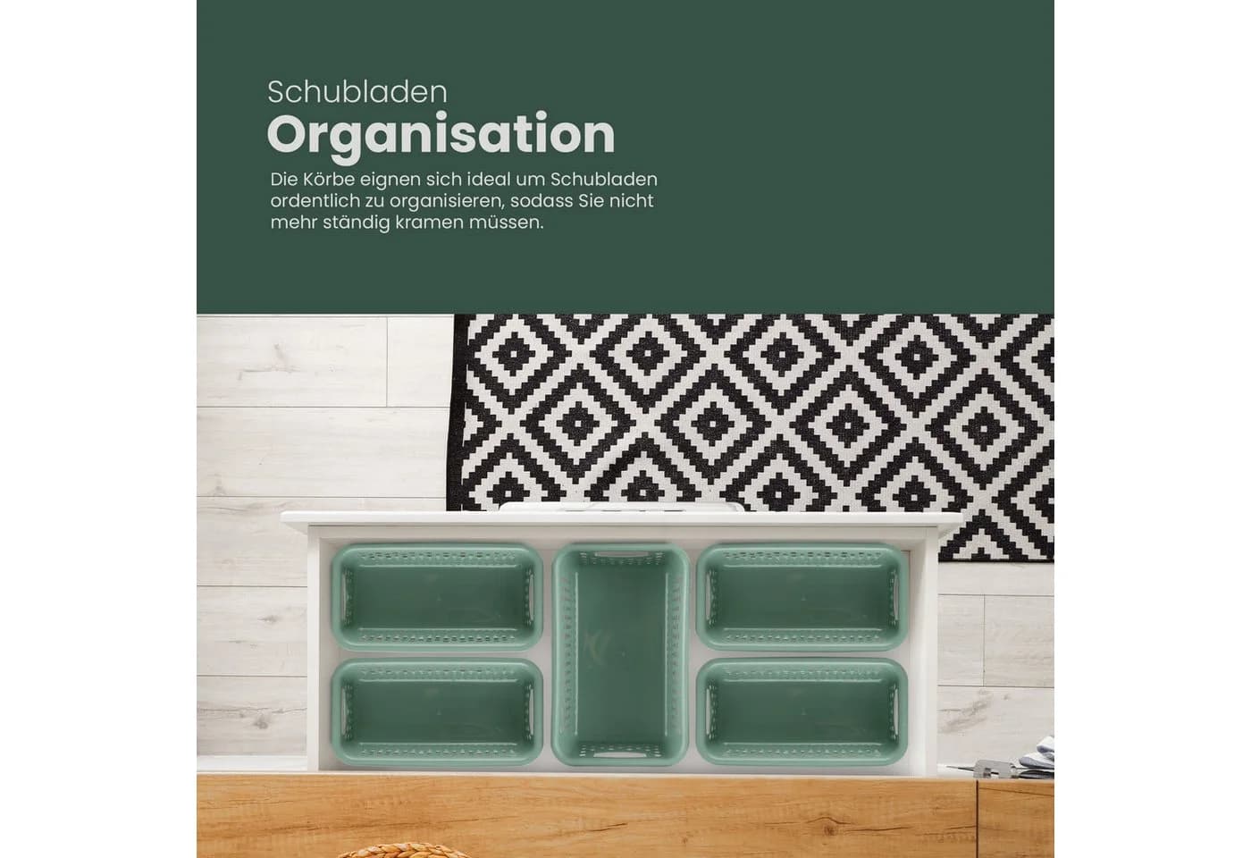 Pro Home Aufbewahrungskorb Modularer Kunststoffkorb 2 St BPA-Frei Grün - Bild 3