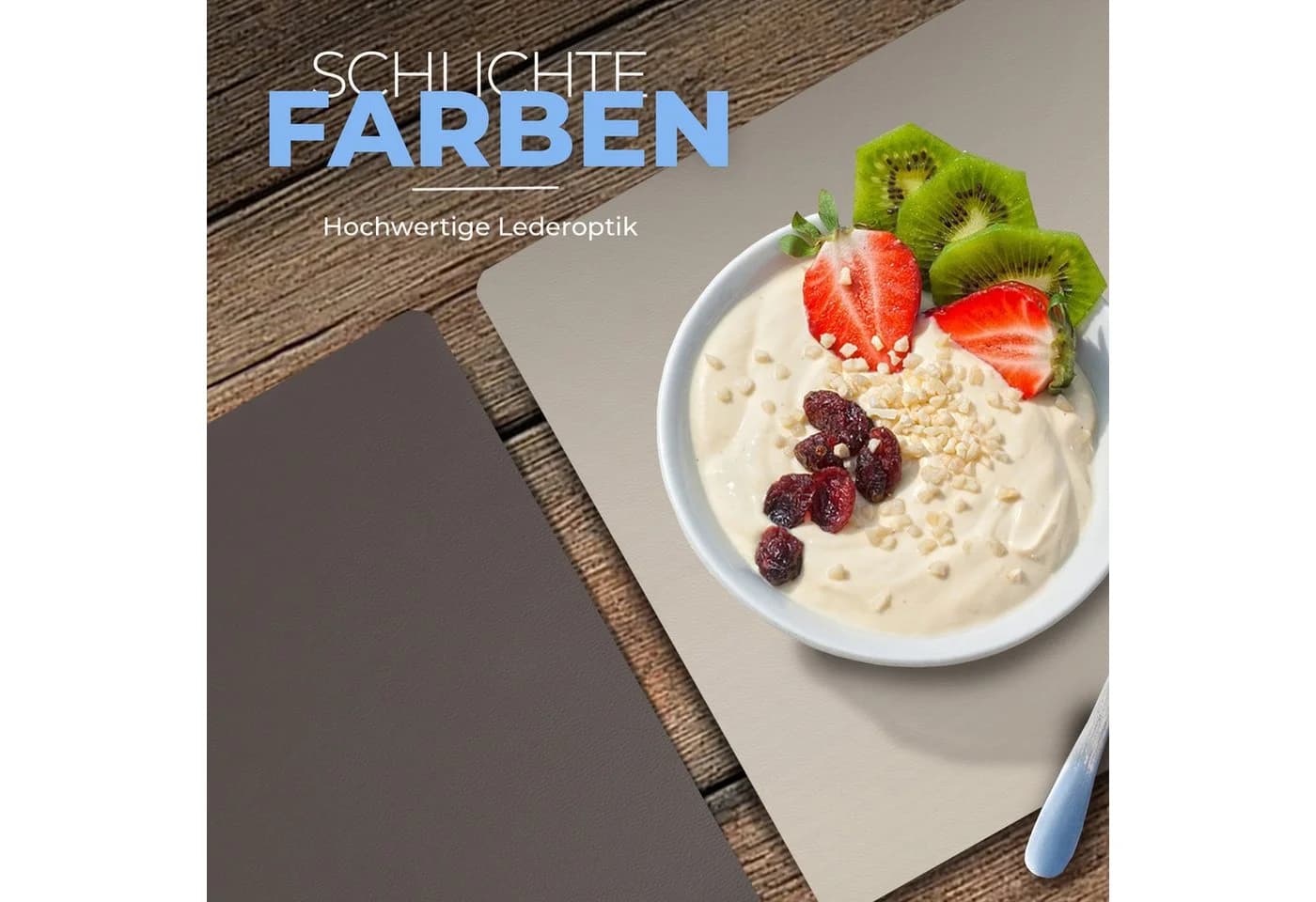Bestlivings Platzset Kunstleder Uni/Struktur, 6-Stück, Tischset, abwischbares Lederimitat Platzdeckchen 46x33cm Doppelseitig - Bild 3